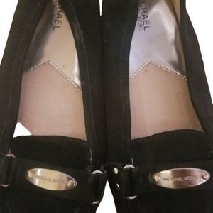 Michael Kors❤Black Suede Leather Loafer Slide On Shoes MK Flats